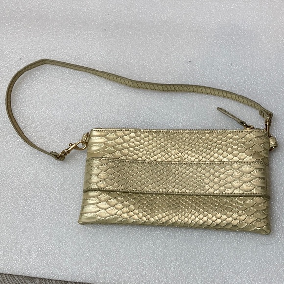Devi Kroell Faux Snakeskin Gold Clutch / Purse - Picture 4 of 10